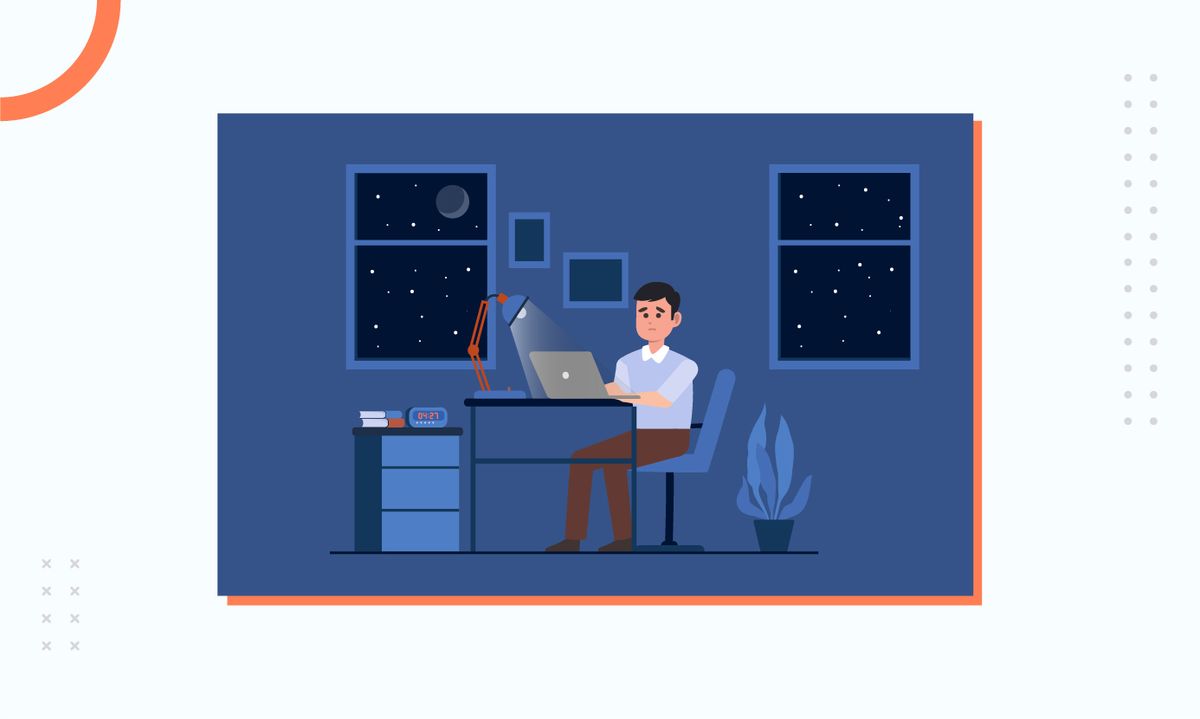 John working late at night