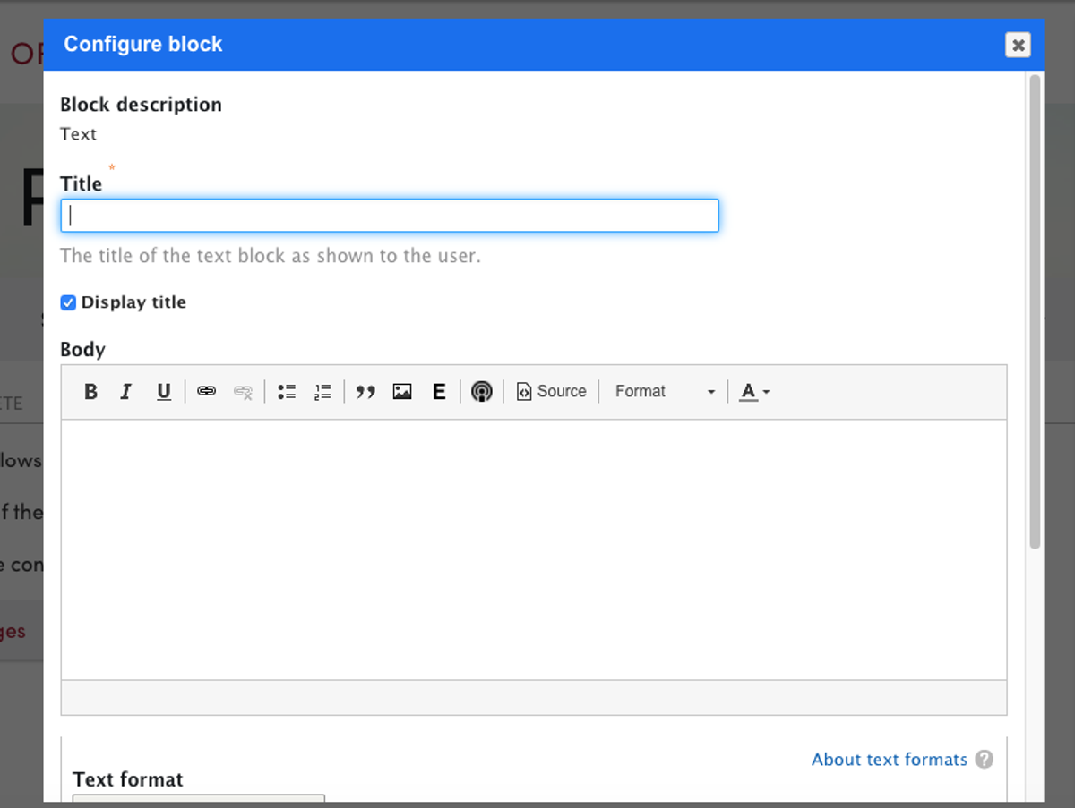 configure block in Layout builder 