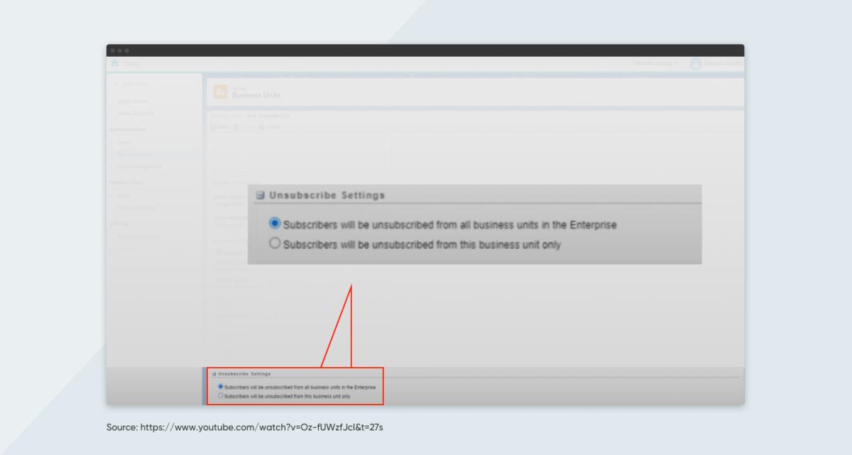 Option to choose the desired unsubscribe option