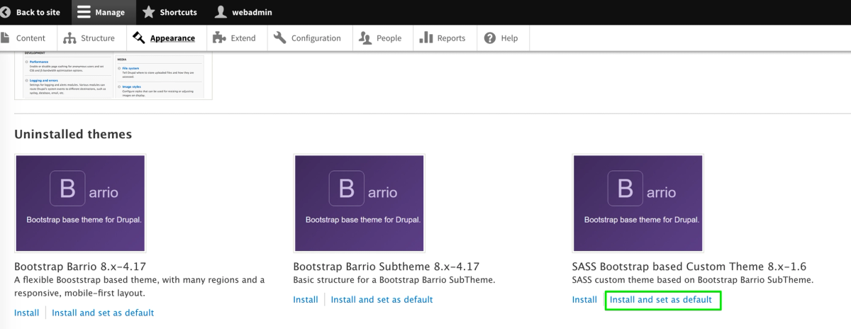 Setting up a custom Bootstrap theme with Drupal 8-01