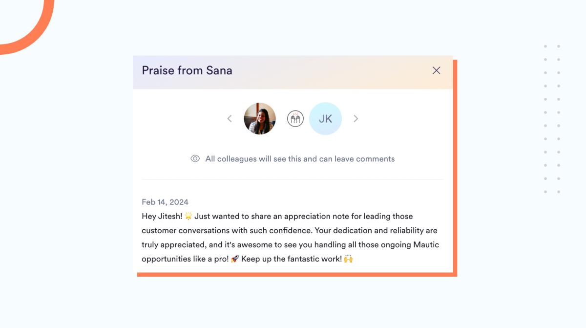 Sana praising team members