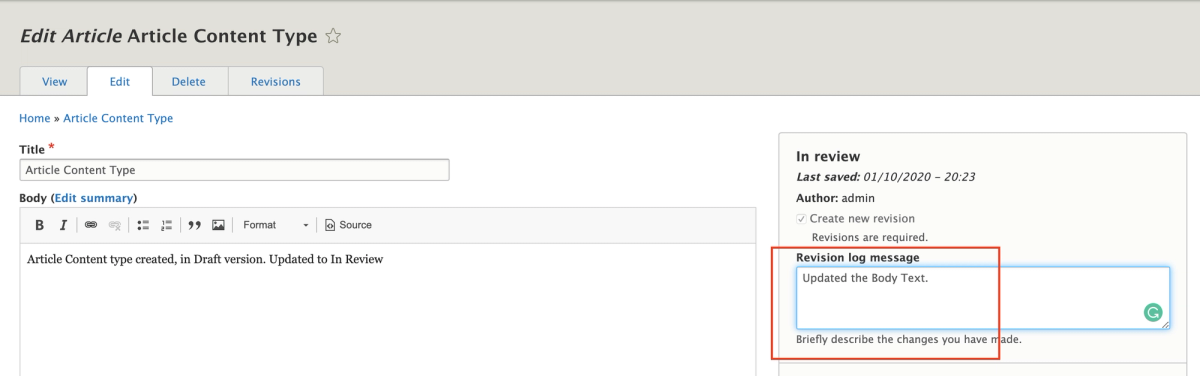 Testing Revisions in Drupal - 14
