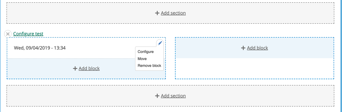 screenshot of layout builder in Drupal