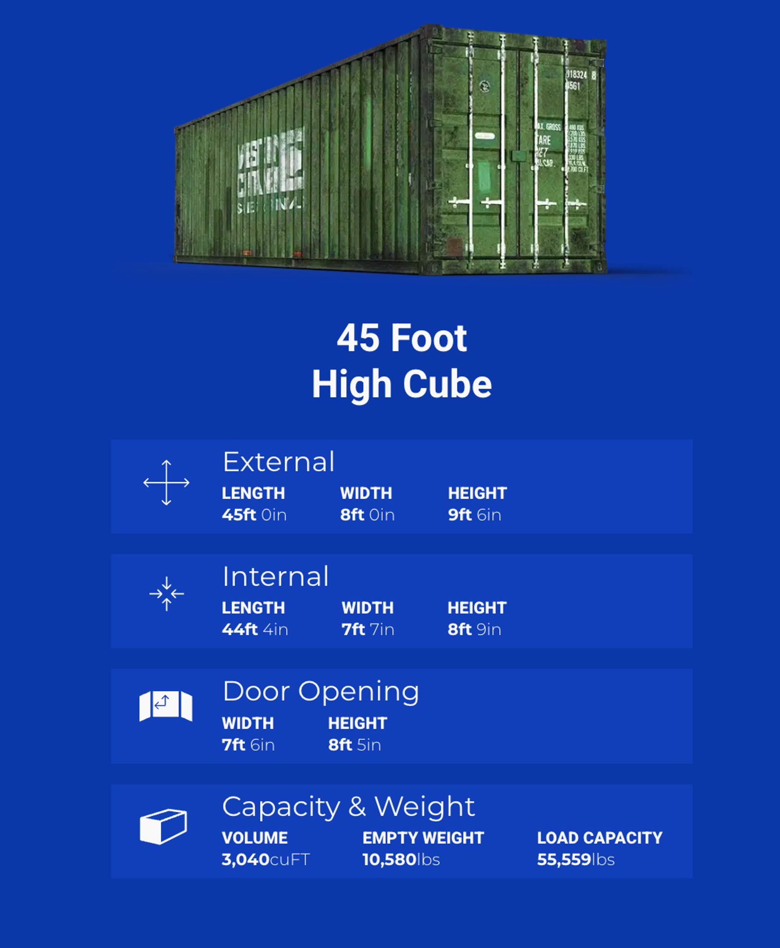 45-foot high cube shipping container