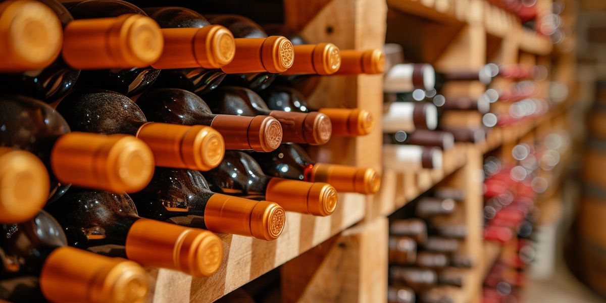 Wine bottles in a private cellar illustrating how to organize bottles.