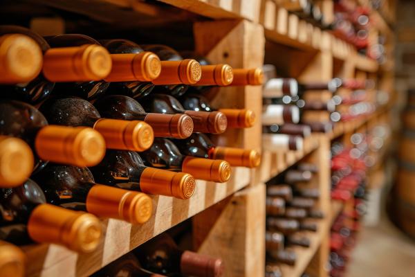 Wine bottles in a private cellar illustrating how to organize bottles.