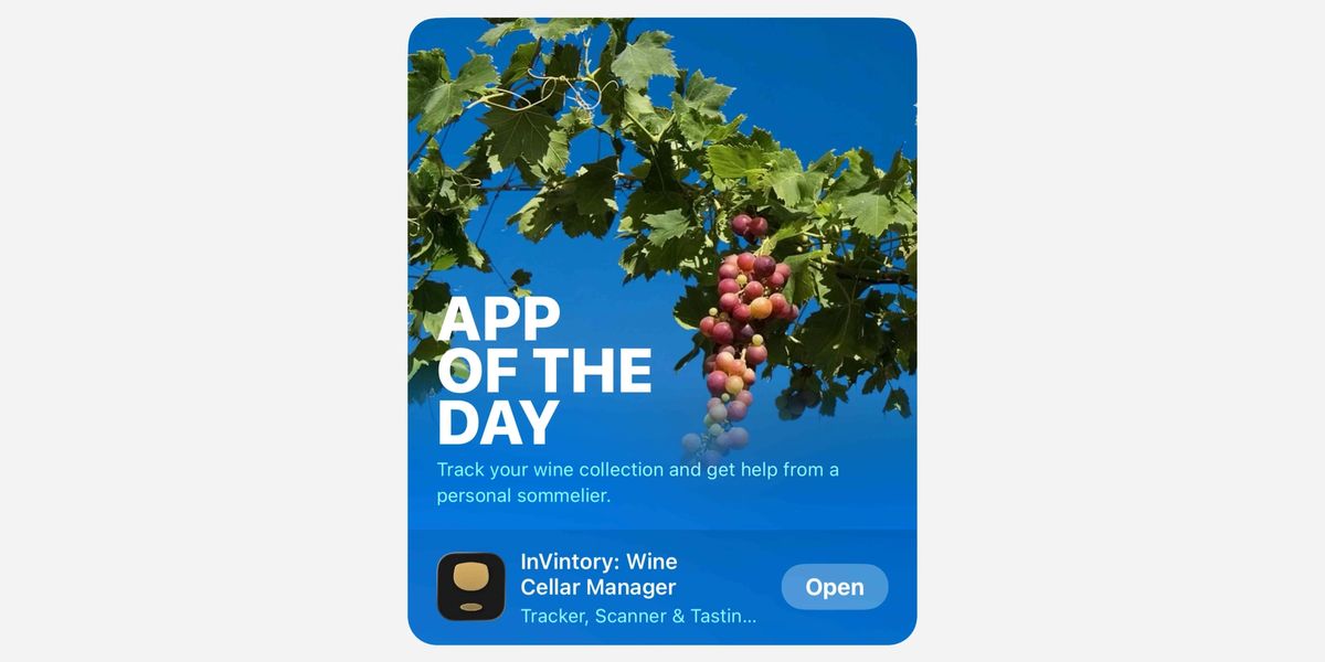 InVintory's feature card on Apple's App of the Day page.