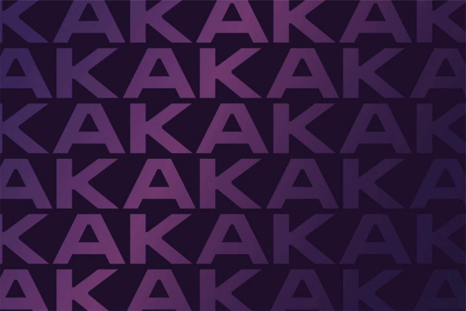 A repeating pattern of the Kane Andrews initials in purple tones