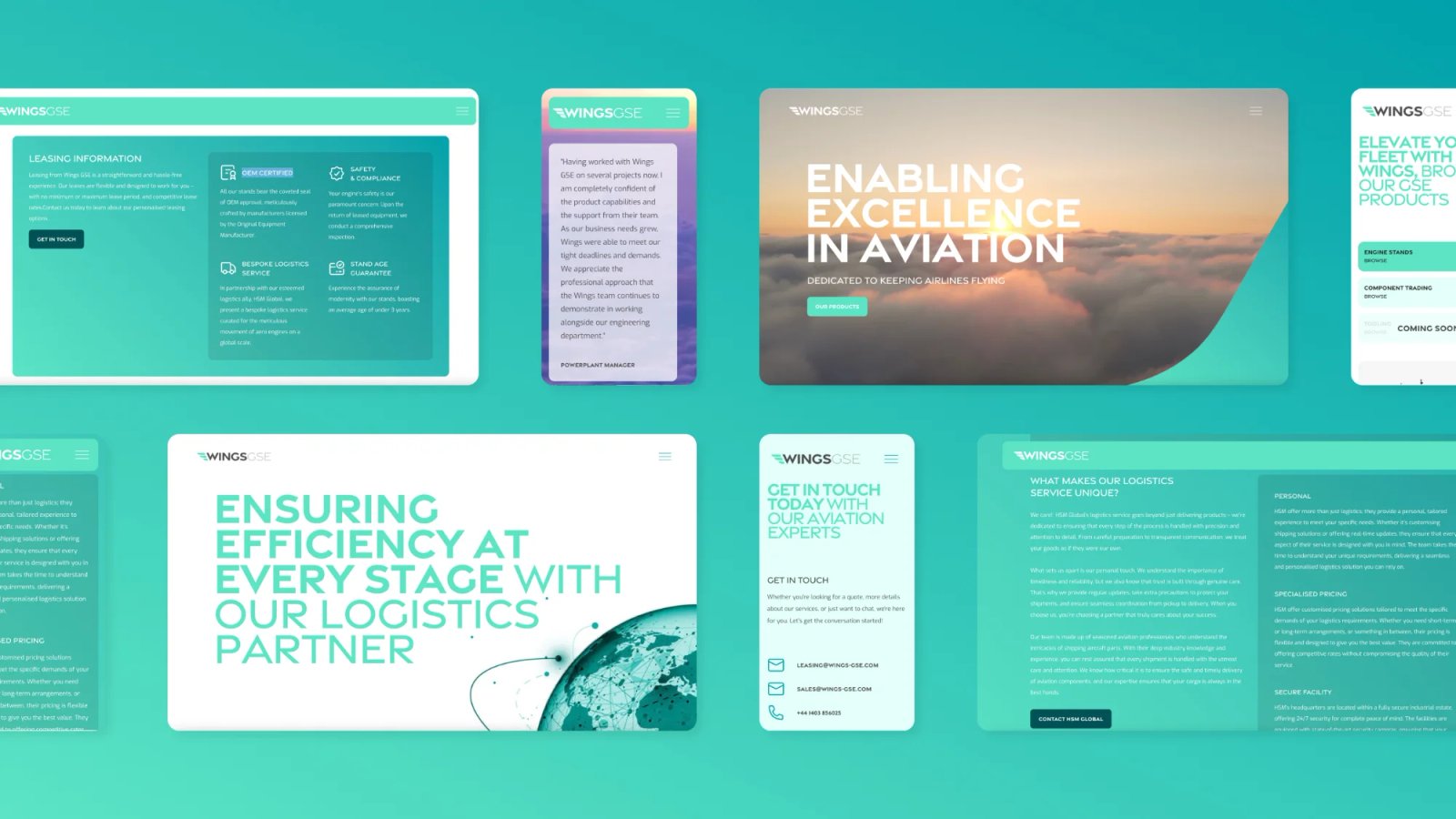 A grid of assets from Wings GSE branding