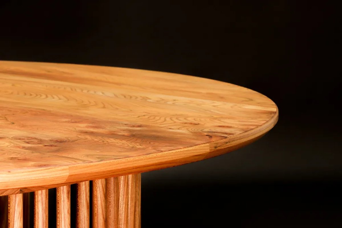 A round hand crafted coffee table