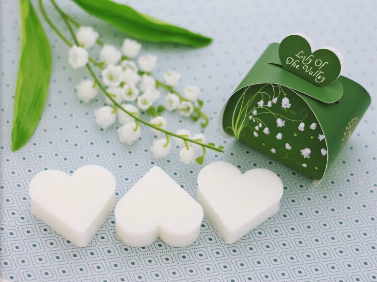 Three love heart shaped soaps