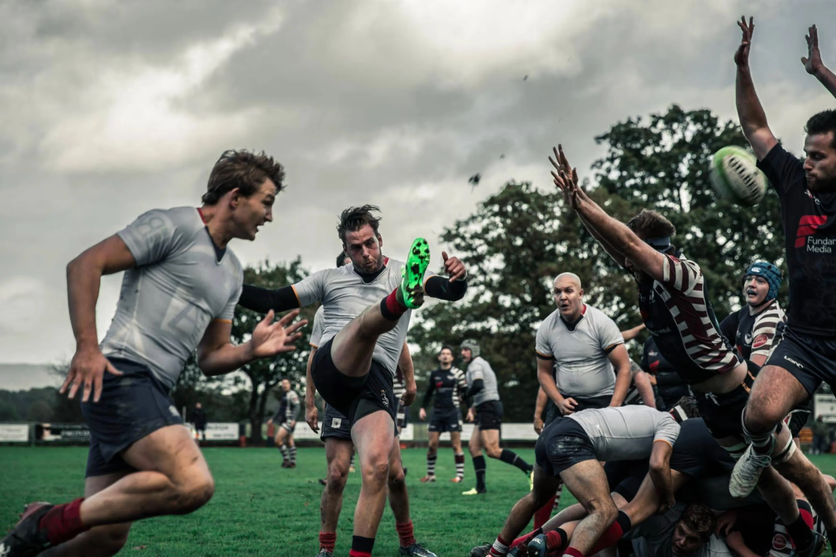 A group of men playing Rugby
