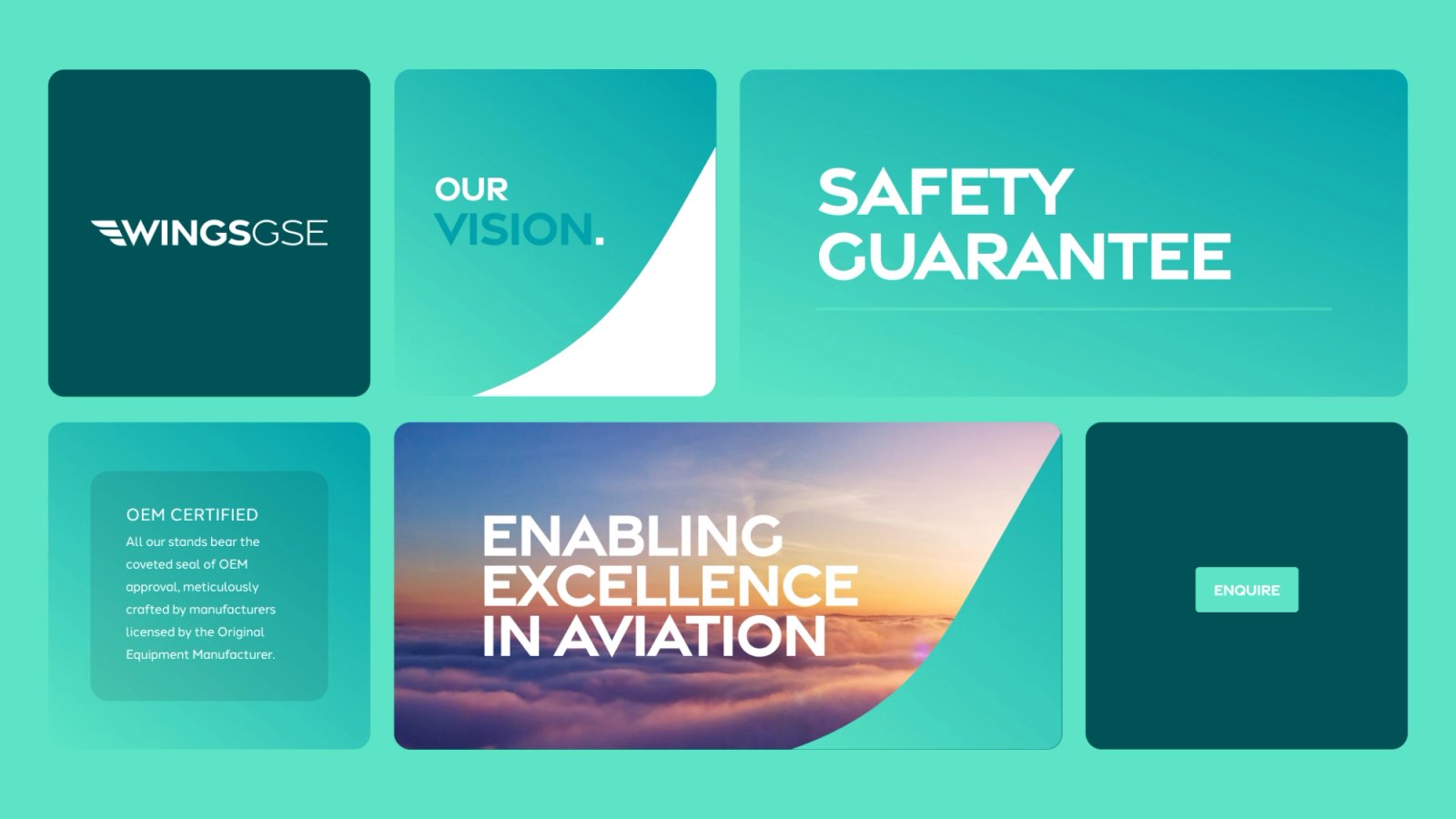 A grid of Wings GSE brand assets and styles