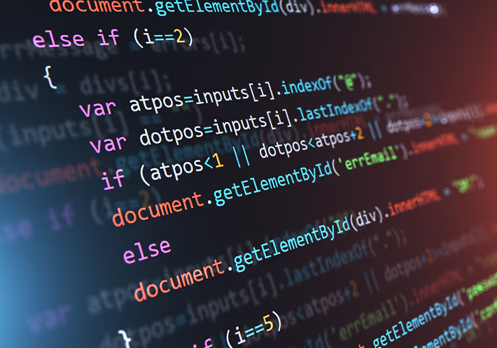 A screenshot of code with a depth effect for dramatic effect