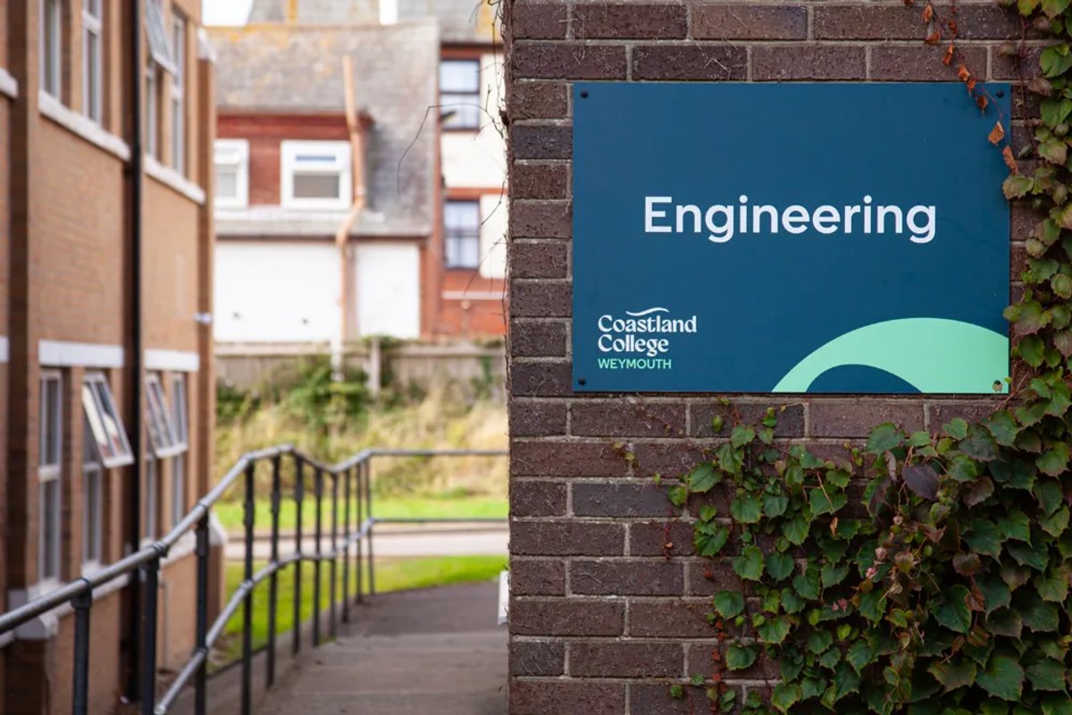 A sign reading 'Engineering' in the Coastland College branding