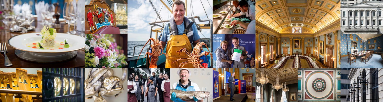 A collage of Fishmongers imagery