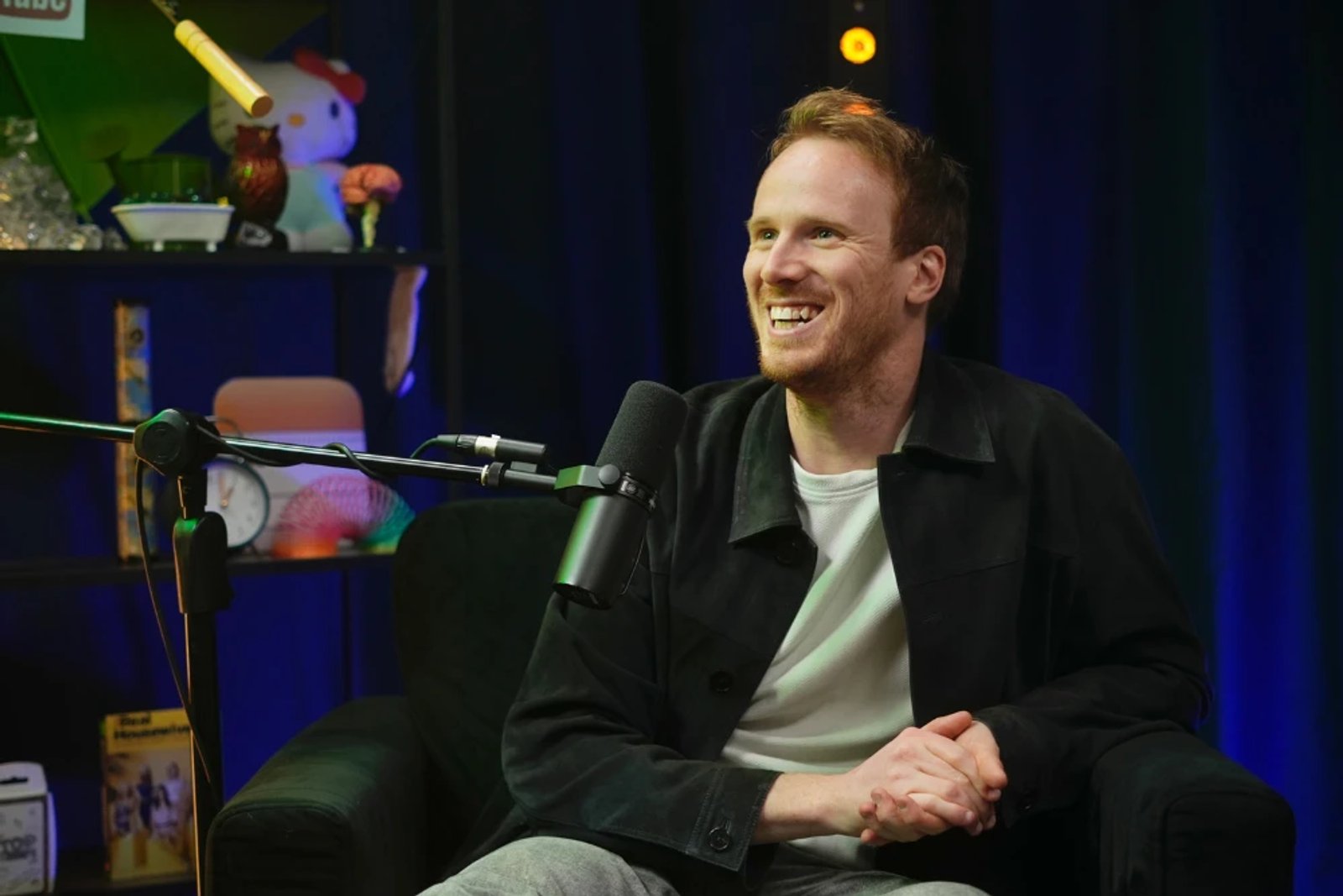 Alex Partridge in his podcast studio