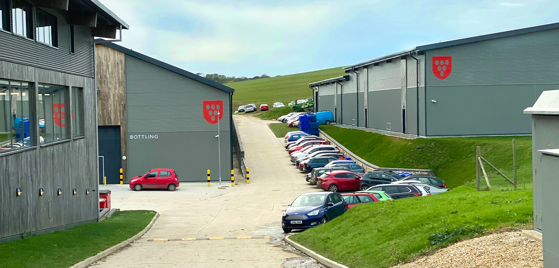 A couple of Rathfinny warehouses for wine production