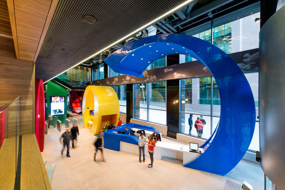 The colourful interior of Google HQ