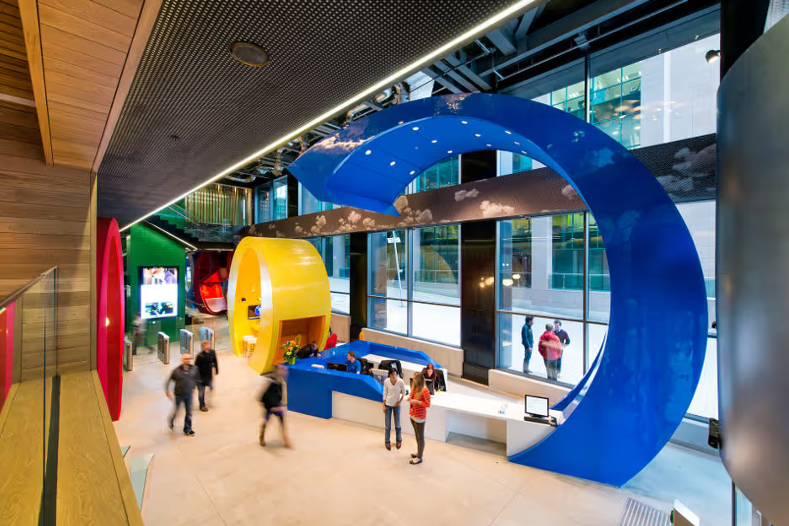 The colourful interior of Google HQ