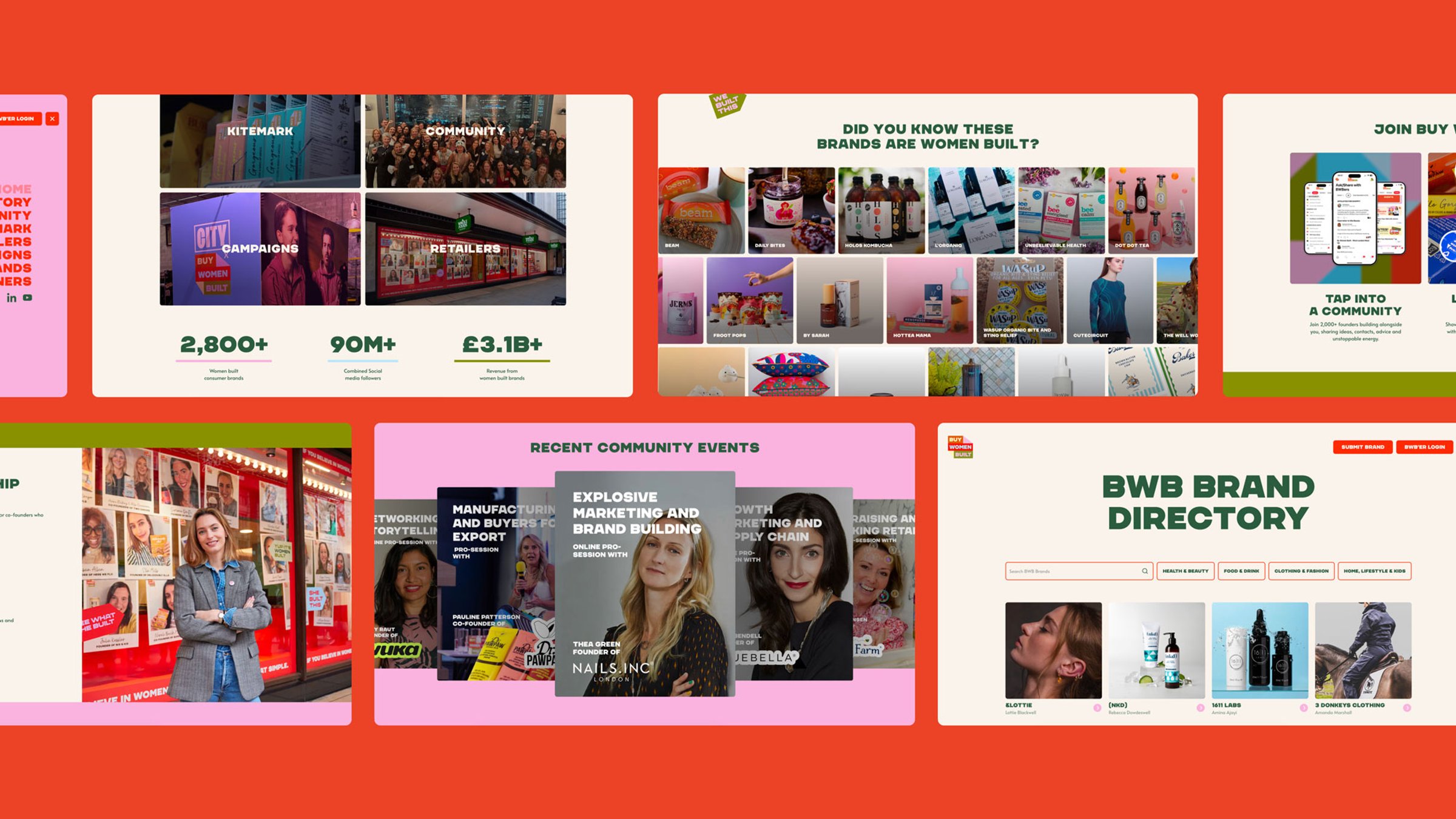 A collage of images from the Buy Women Built website