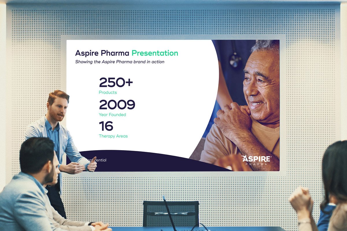 Aspire Pharma slide in a boardroom environment