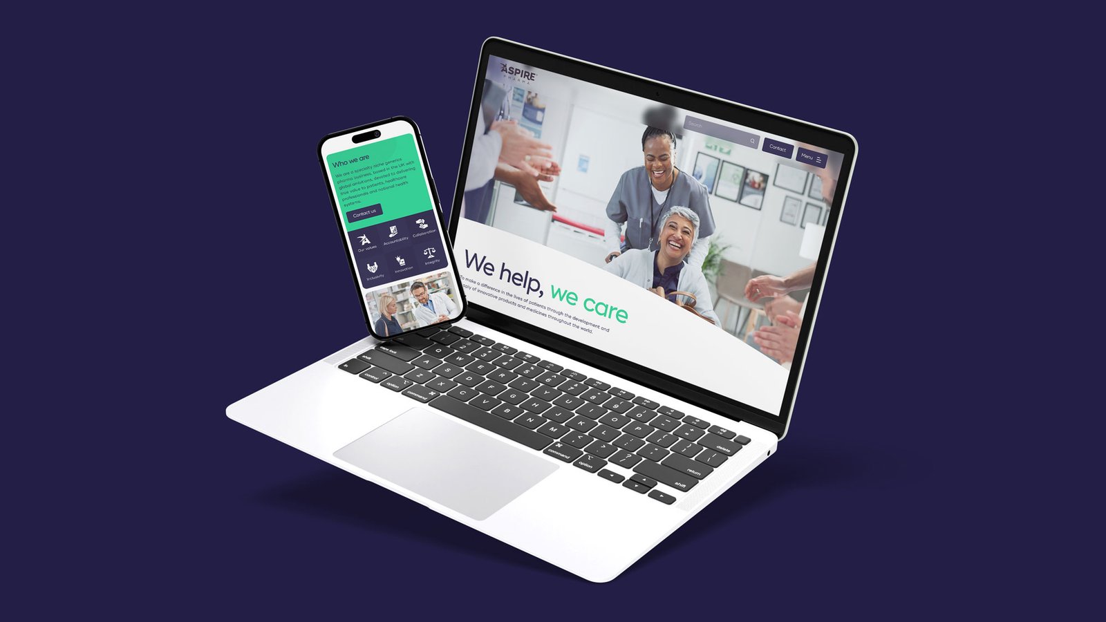 Mockups for desktop and mobile Aspire website