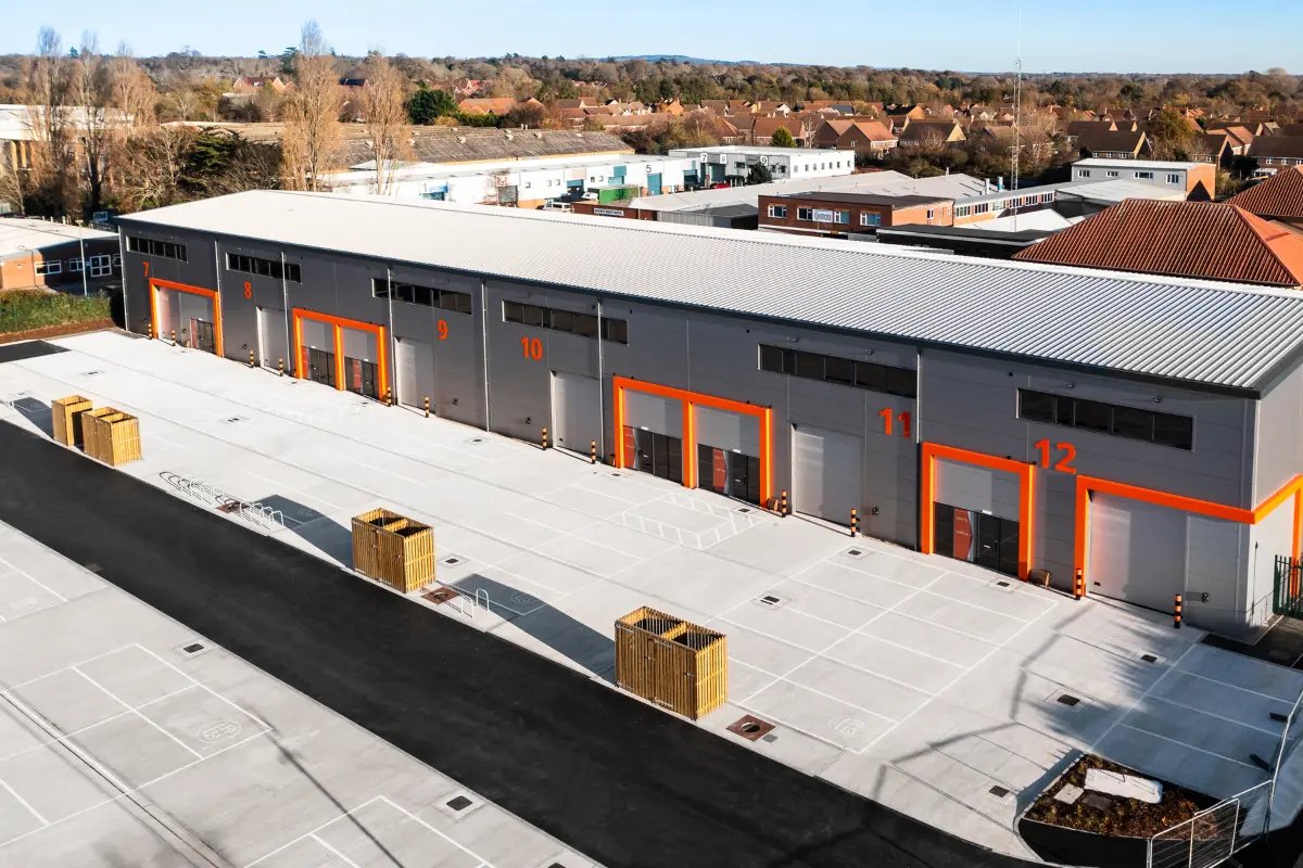 An external shot of tidy well kept industrial lots, developed by Kingsbridge