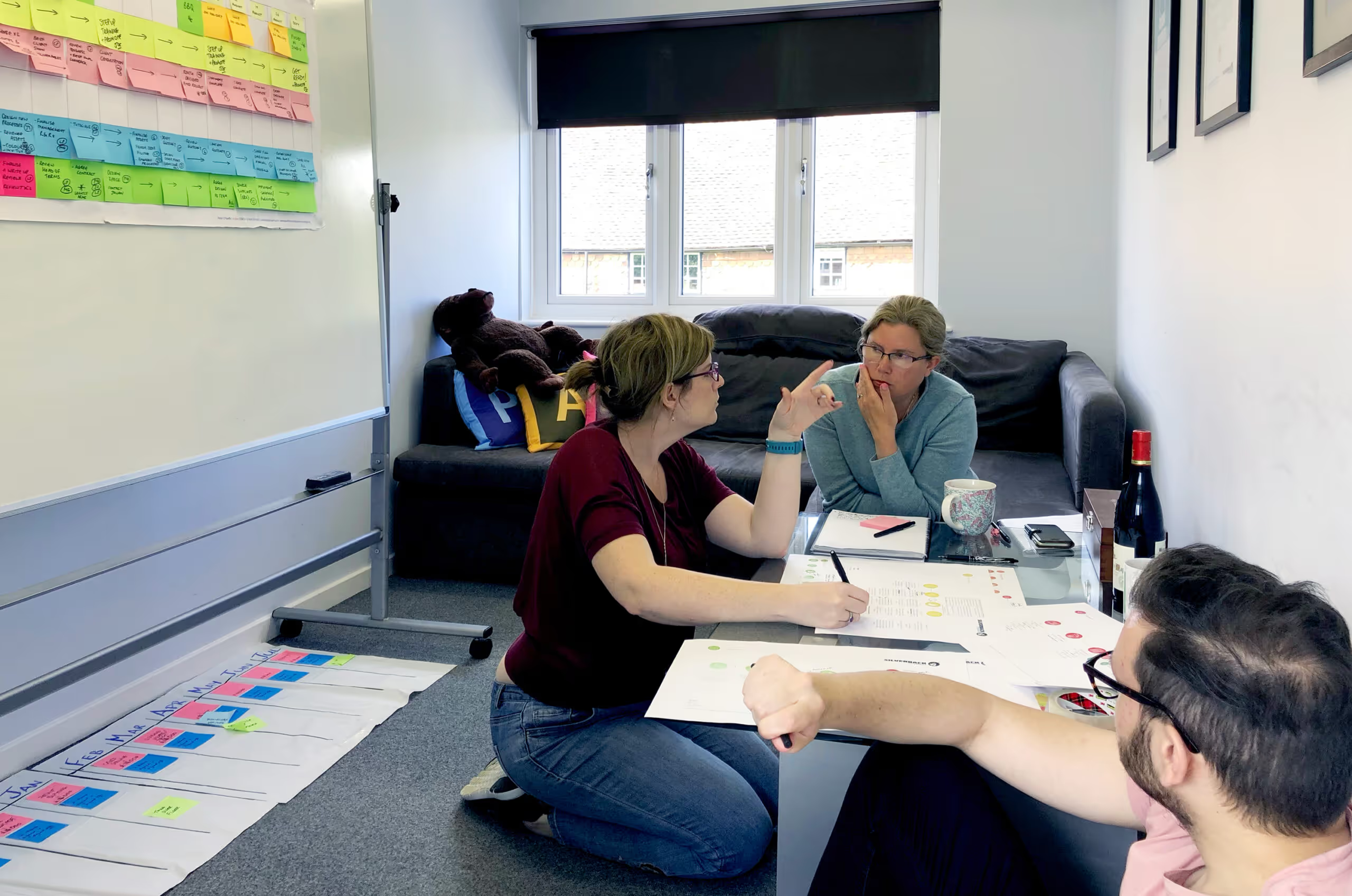 Troop members brainstorming in the Silverback office