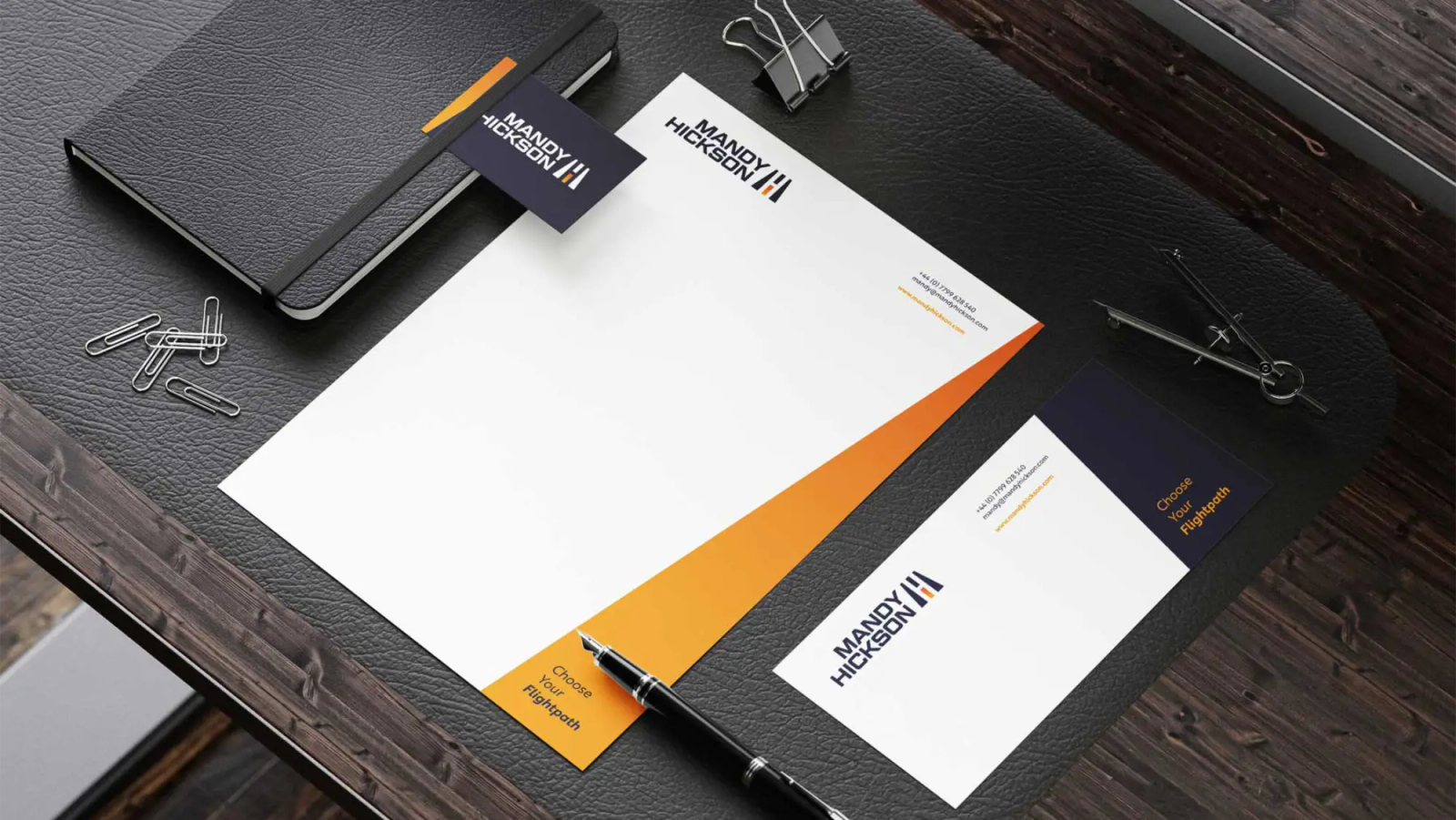 Mandy Hickson stationery on a desk