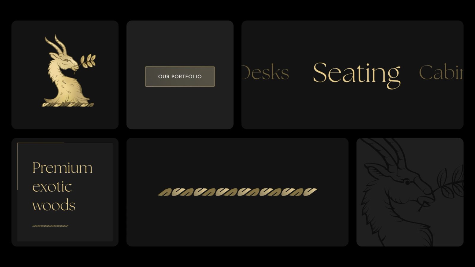 A grid of Sean Evelegh brand assets, including the logo and category labels