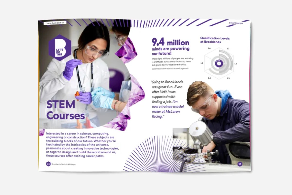 A page on STEM courses from the Brooklands Prospectus