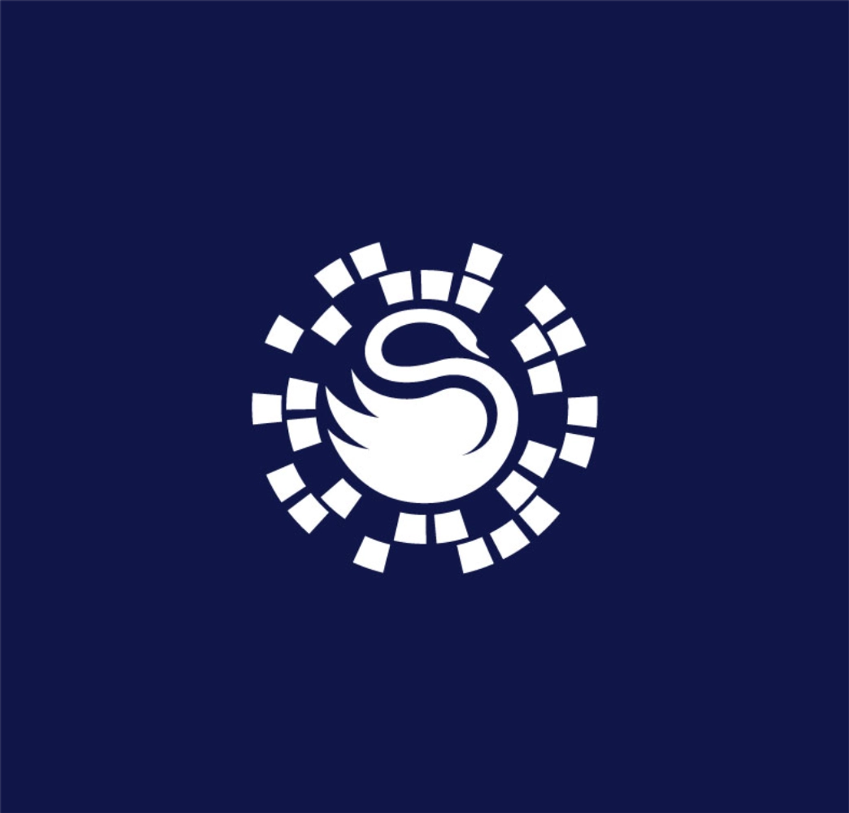 Surrey Swimming Pools swan logo icon on a navy blue background