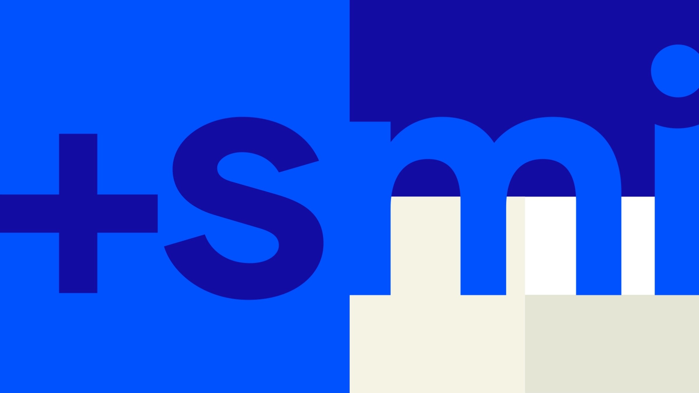 A stylescape exploration for Smiles+Smiles, showing the '+S' pattern across cream and blue backgrounds