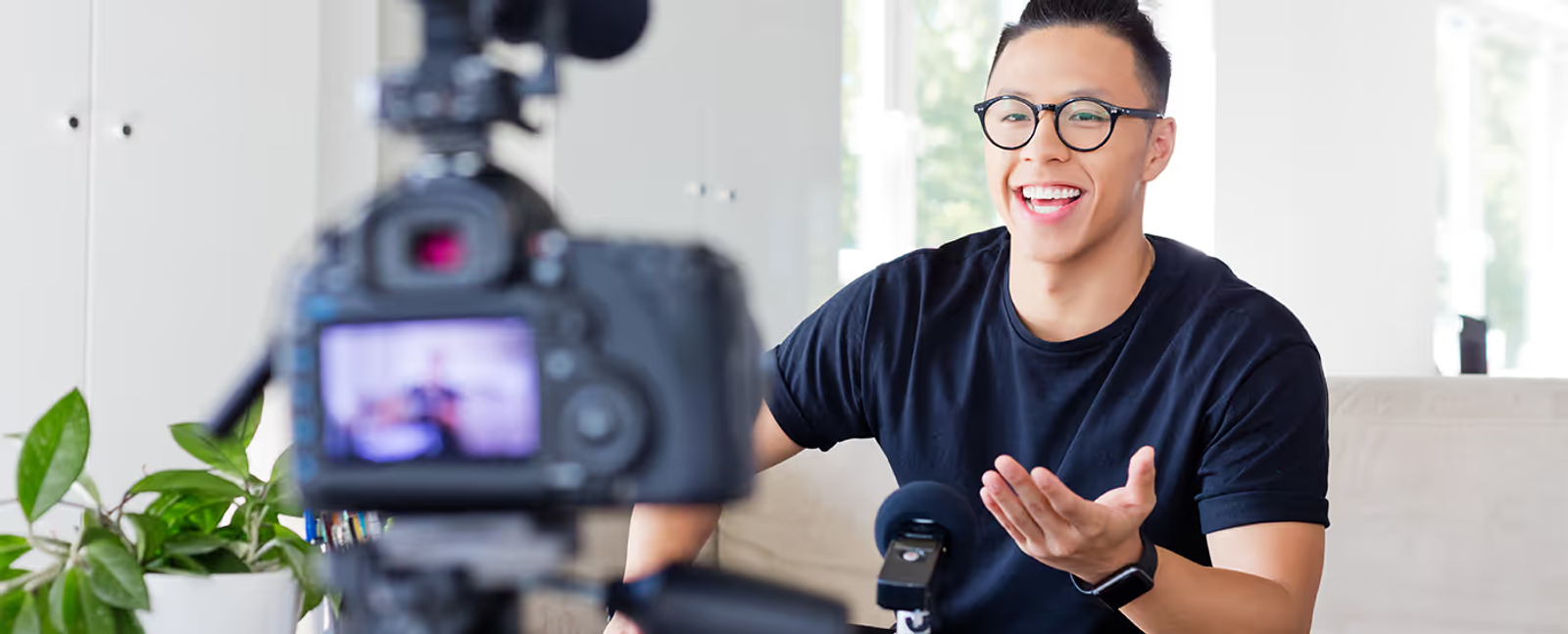A man talking into a camera