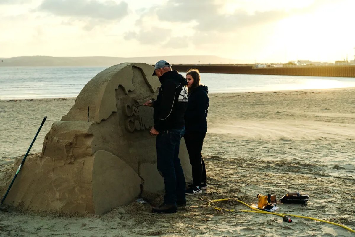 A sand sculpture being created for Coastland College