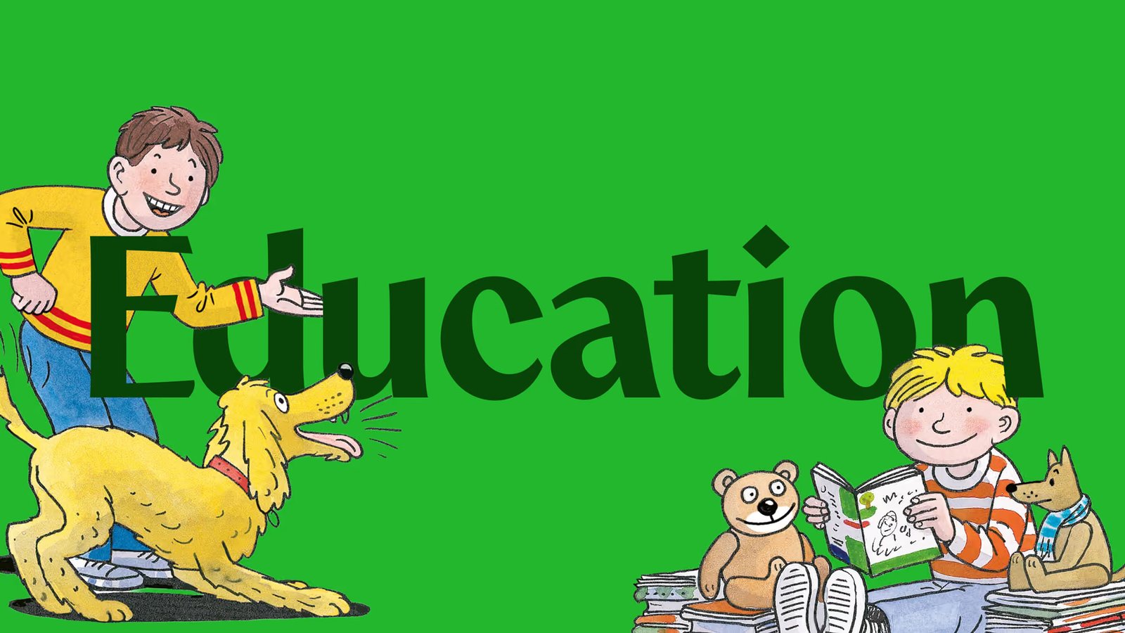 Illustrated characters from the Oxford Reading Tree series beside the word 'Education'