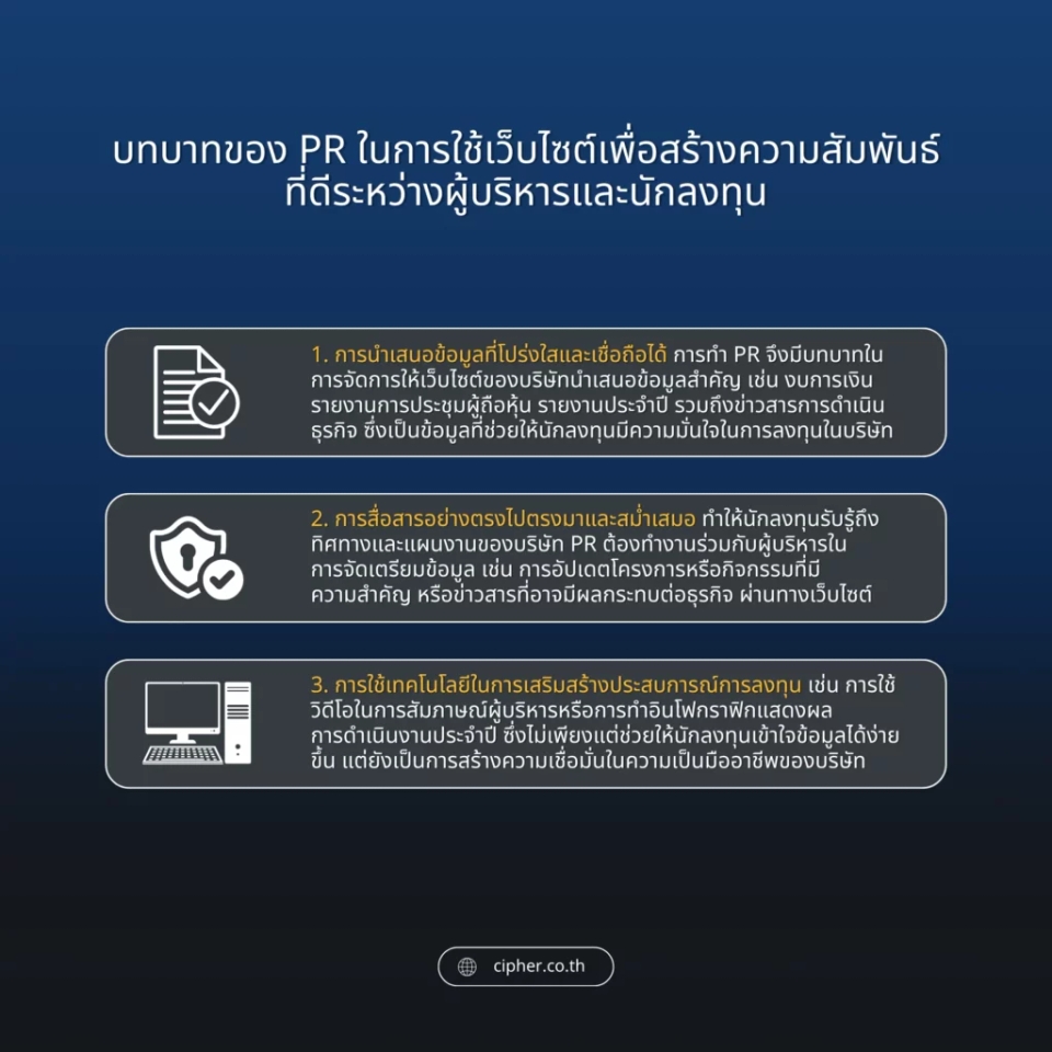 เว็บไซต์เพื่อสร้างความสัมพันธ์ระหว่างผู้บริหารและนักลงทุน