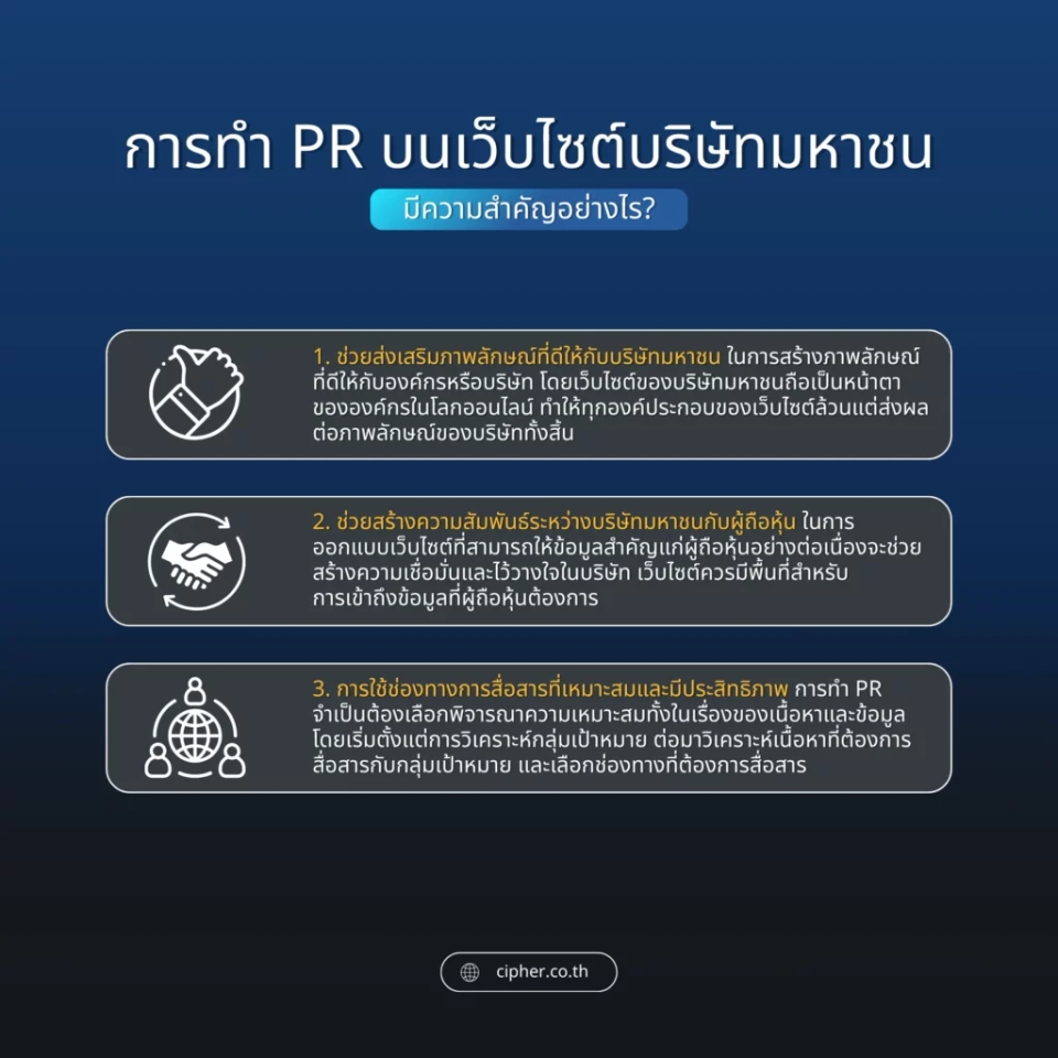 ความสำคัญของการทำ PR บนเว็บไซต์บริษัทมหาชน