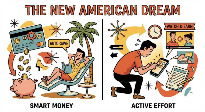 A clear visual contrast between truly passive apps and active-effort apps, showing the difference between automatic rewards and manual tasks