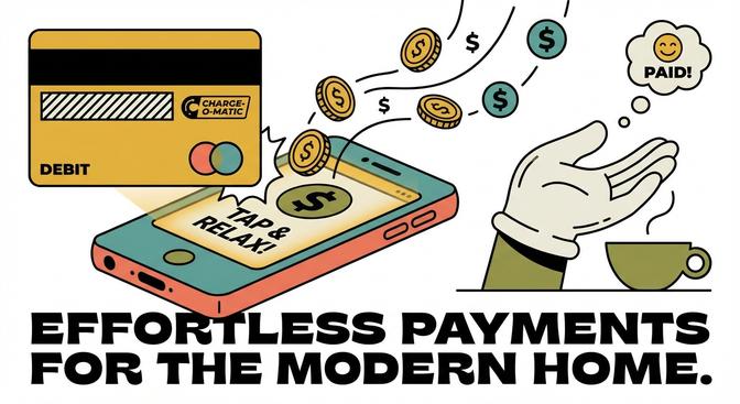 A credit card linked to a smartphone automatically earning cash back with no user interaction required