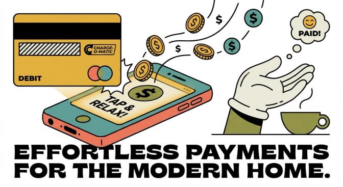 A credit card linked to a smartphone automatically earning cash back with no user interaction required