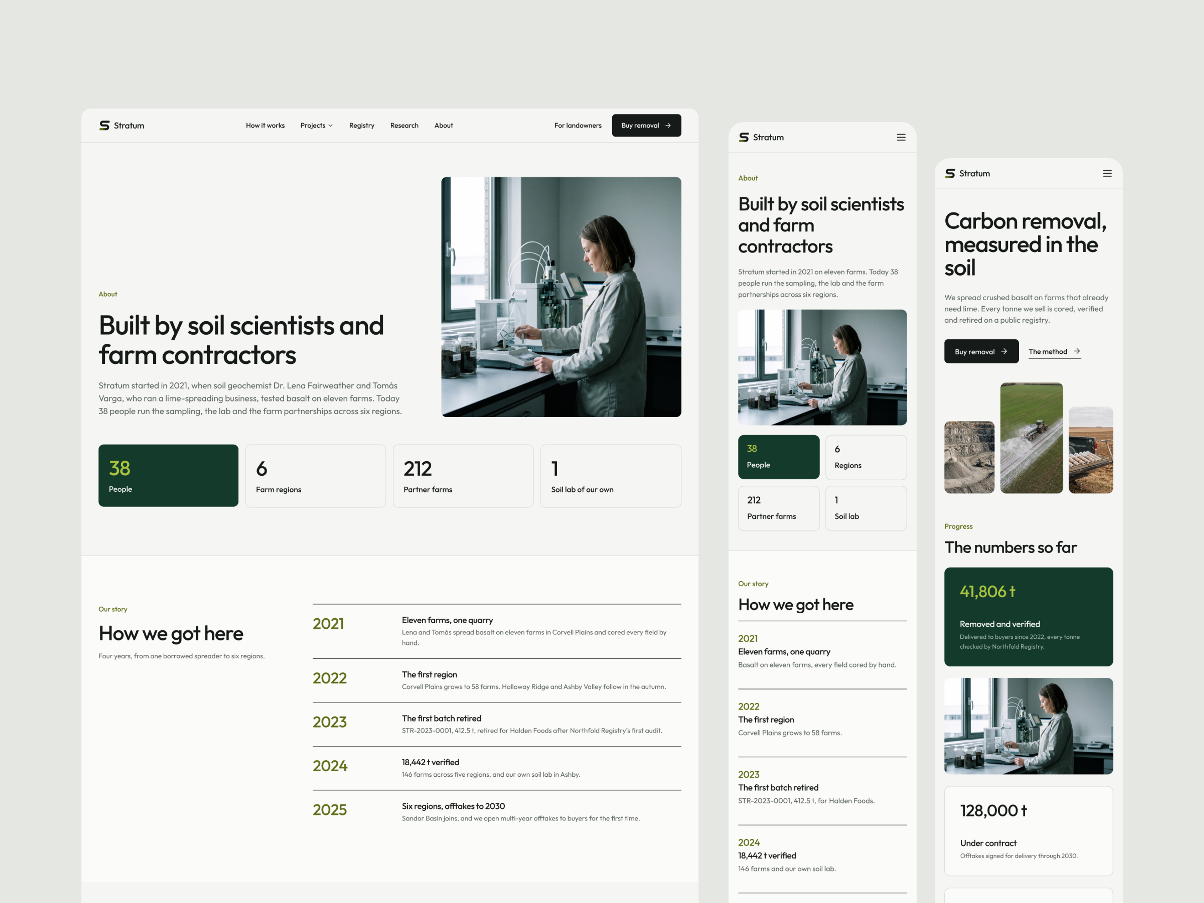 Stratum desktop and mobile layouts
