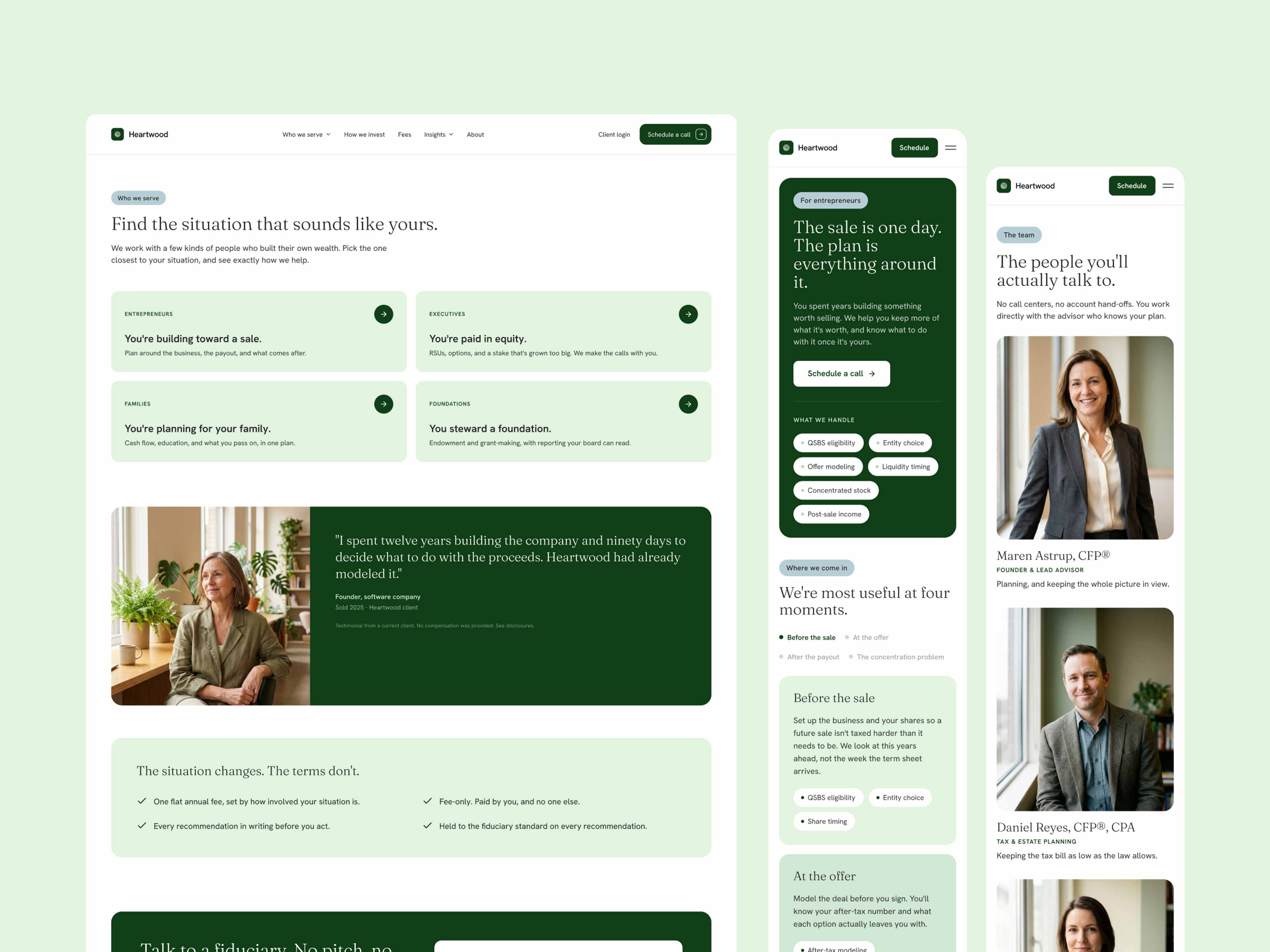 Heartwood Who we serve and client type pages