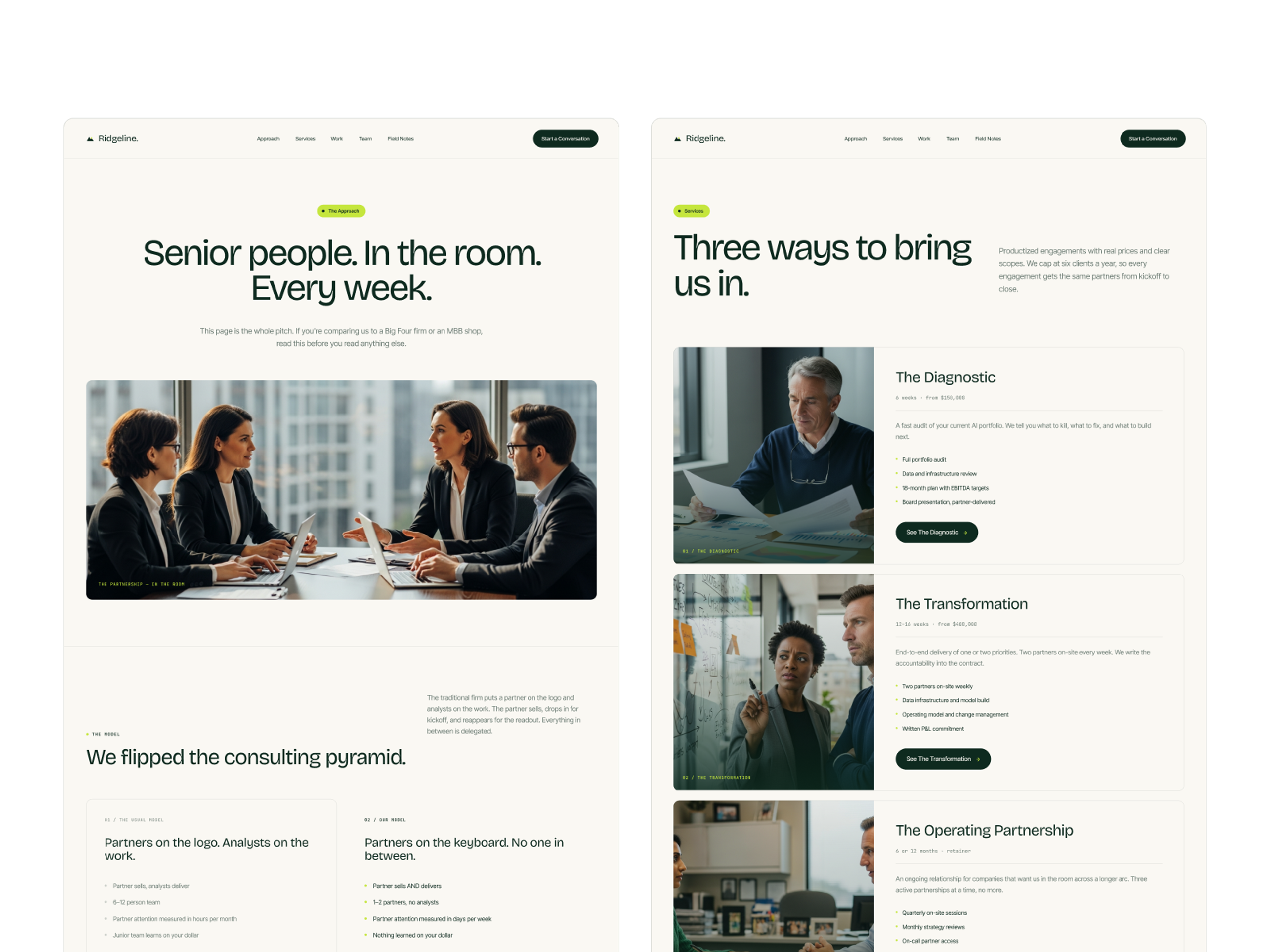Ridgeline template pages
