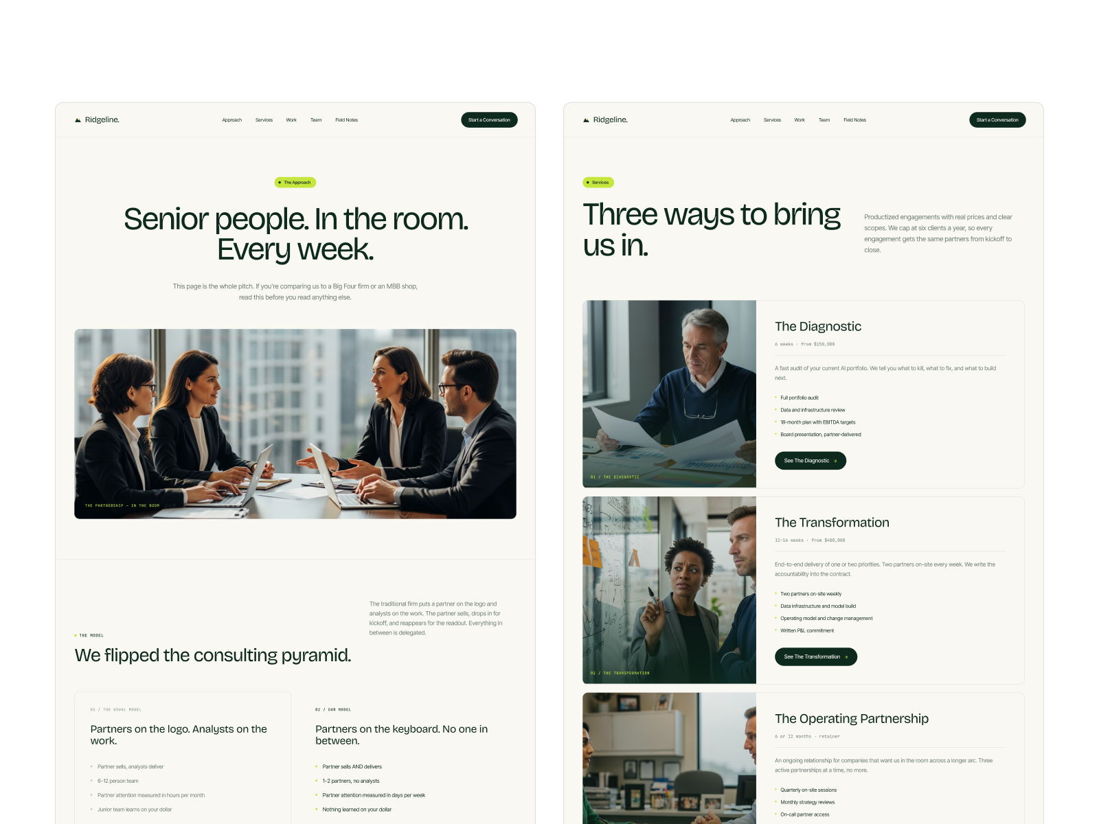 Ridgeline template pages