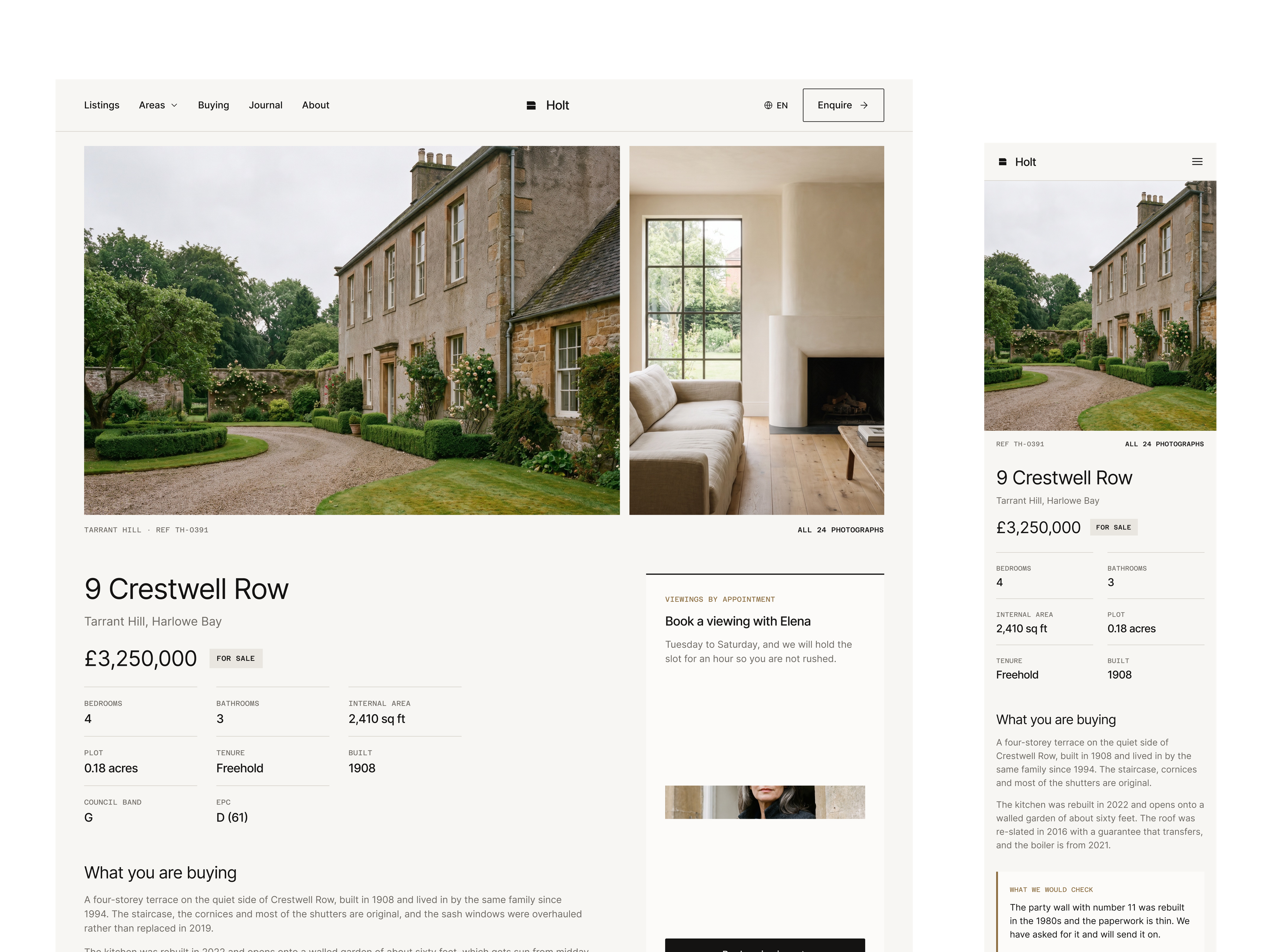 Holt listing detail page