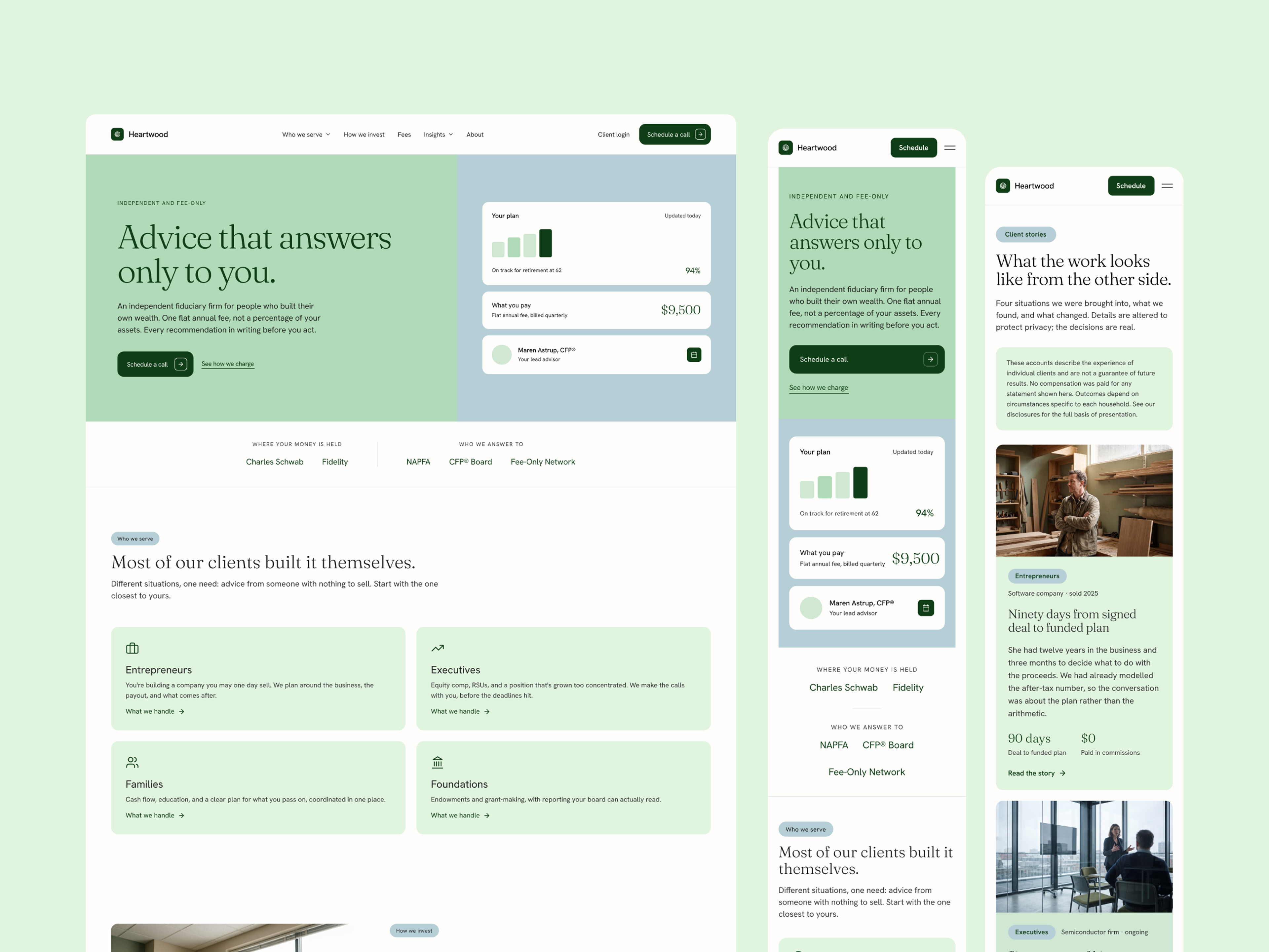 Heartwood desktop and mobile layouts