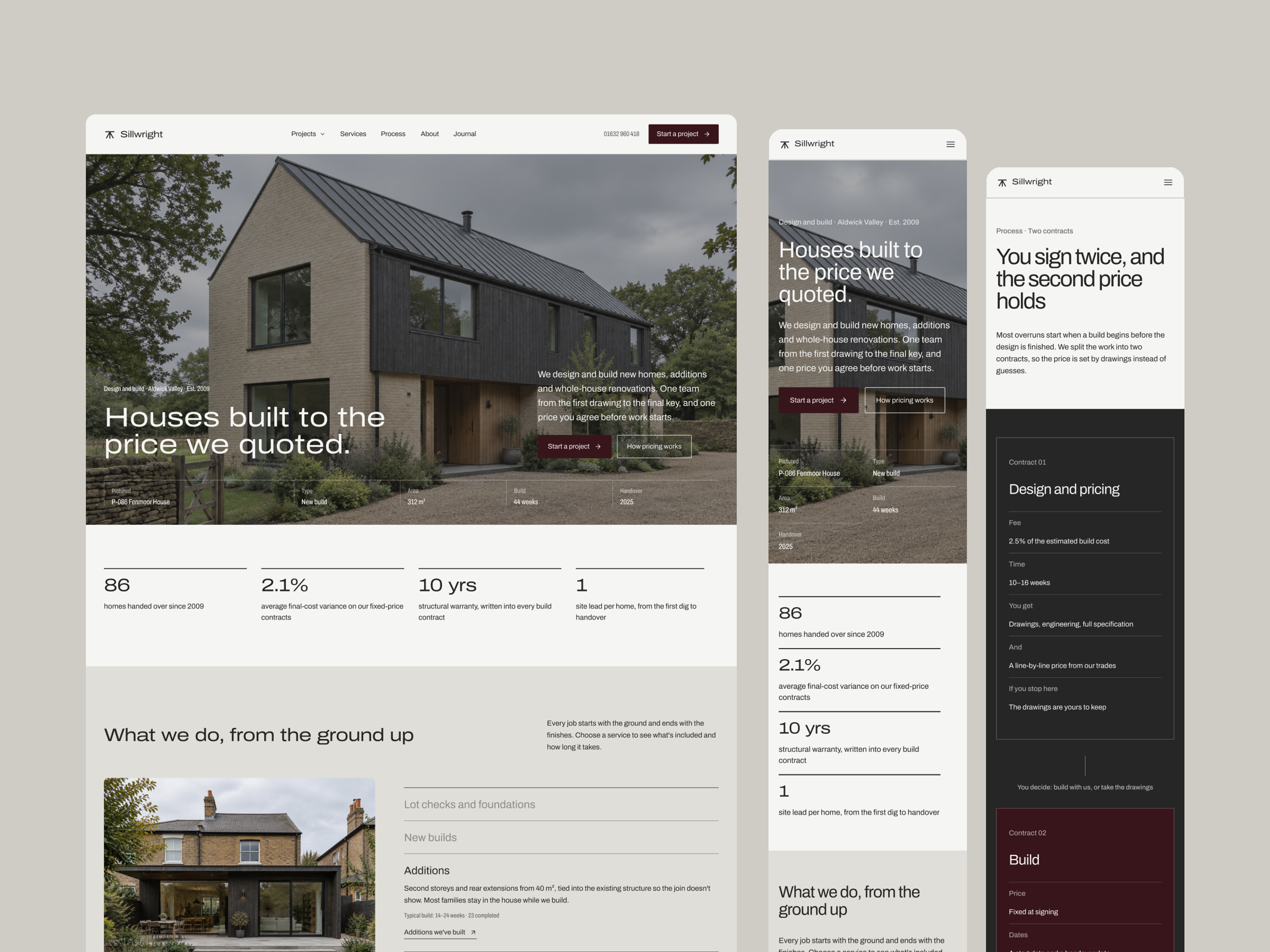 Sillwright homepage and process pages