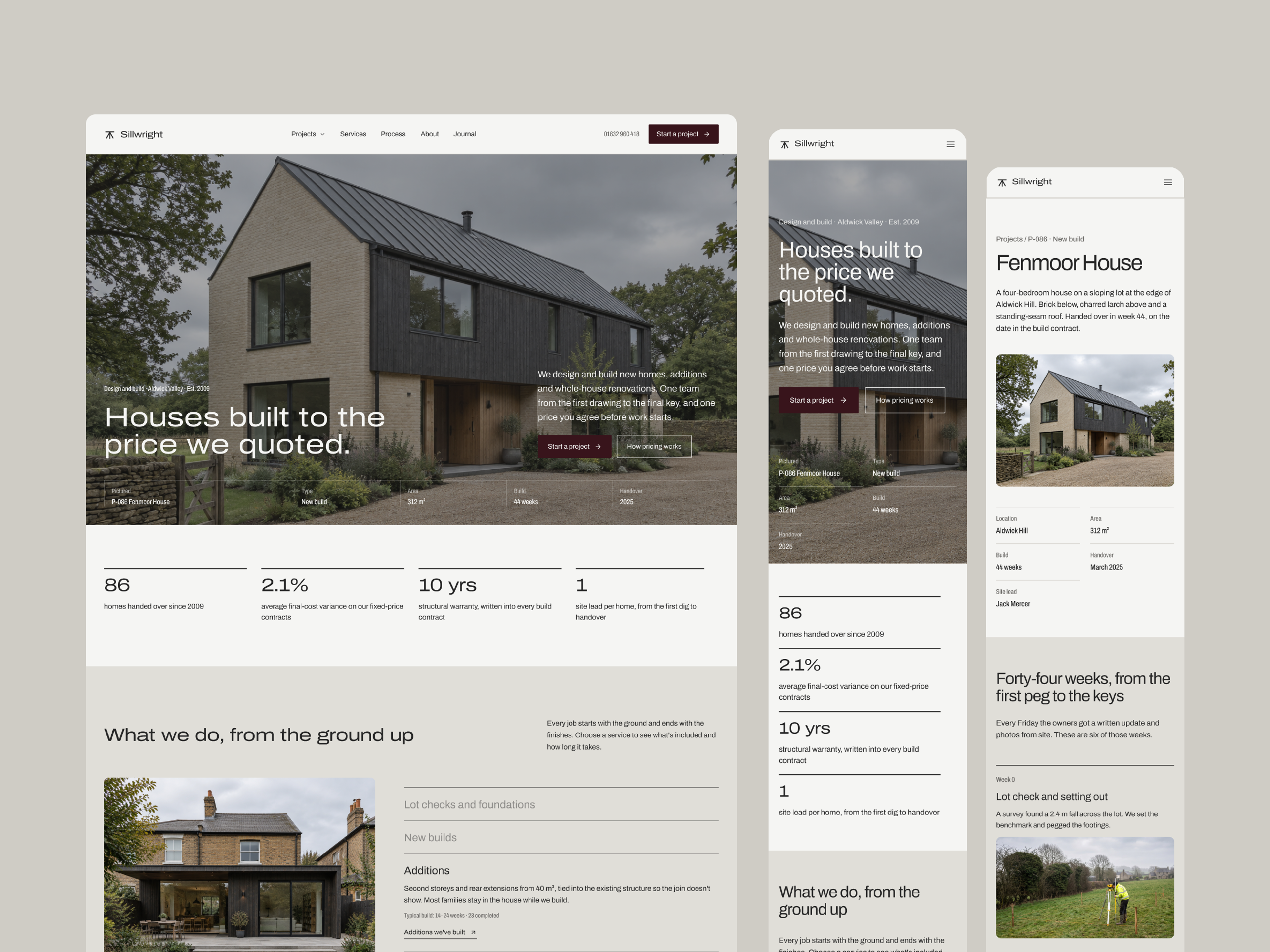 Sillwright desktop and mobile layouts